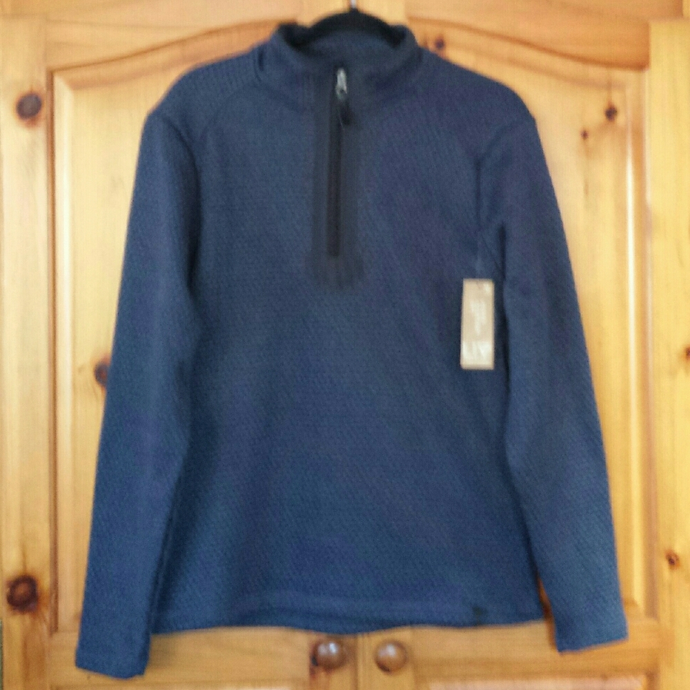 NWT Liv Outdoor Men's Blue Textured Knit 1/4 Zip Pullover S - Picture 3 of 14